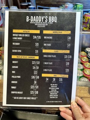 Menu photo 3 B-Daddy's BBQ Helotes, TX