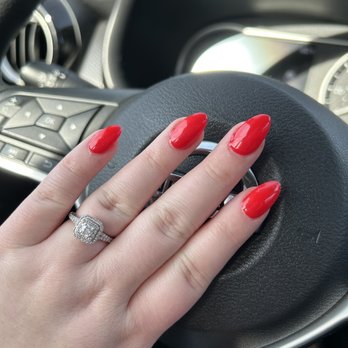 Mimi Nail Pro - Christmas nails, ferrari red, almond shape - Nail Salons Near Me - Saint Louis, Missouri