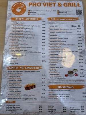 Menu photo 1 Pho Viet & Grill Spring, TX