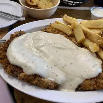 New York Hill Restaurant - Chicken Fried Steak with Steak Fries - New American Near Me - Thurber, Texas