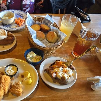 Cracker Barrel Old Country Store - Fish Fry Day with tarter sauce. Cole slaw. Loaded Sweet Potato. Dumplings. Carrots. Bread. Ice tea and Arnold Palmer. - Southern Near Me - Aiken, South Carolina Cracker Barrel Old Country Store - Fish Fry Day with tarter sauce. Cole slaw. Loaded Sweet Potato. Dumplings. Carrots. Bread. Ice tea and Arnold Palmer. - Southern Near Me - Aiken, South Carolina