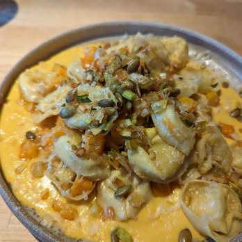 The Davis Restaurant & Bar - Tortellini with a butternut squash sauce! I recommend adding bacon - it adds a very savory element to an otherwise kind of sweet dish - New American Near Me - Eugene, Oregon The Davis Restaurant & Bar - Tortellini with a butternut squash sauce! I recommend adding bacon - it adds a very savory element to an otherwise kind of sweet dish - New American Near Me - Eugene, Oregon