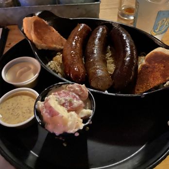The Pharmacy Burger Parlor & Beer Garden - Biergarten Platter with German Potato Salad - Burgers Near Me - Nashville, Tennessee The Pharmacy Burger Parlor & Beer Garden - Biergarten Platter with German Potato Salad - Burgers Near Me - Nashville, Tennessee