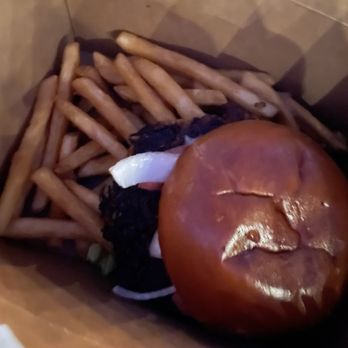 Deep Pond Farm and Stables - Veggie burger with fries - Attraction Farms Near Me - Taunton, Massachusetts