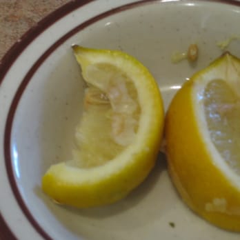 Denny's - Looks like our waitress picked these already chewed on lemons out of the trash can!! - American Near Me - Fullerton, California Denny's - Looks like our waitress picked these already chewed on lemons out of the trash can!! - American Near Me - Fullerton, California