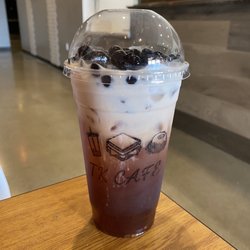 TK Cafe - Rose milk tea with boba