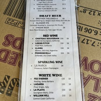 Larb Thai Food & Tapas - Alcohol menu - Thai Near Me - El Cerrito, California