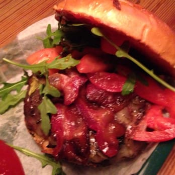 The Burger Stand - Classic burger with tomato and bacon added - Burgers Near Me - Lawrence, Kansas