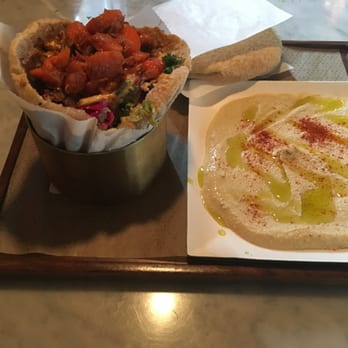 Brassica - Pita Sandwich (Brisket) with a side of hummus and pita - Mediterranean Near Me - Columbus, Ohio