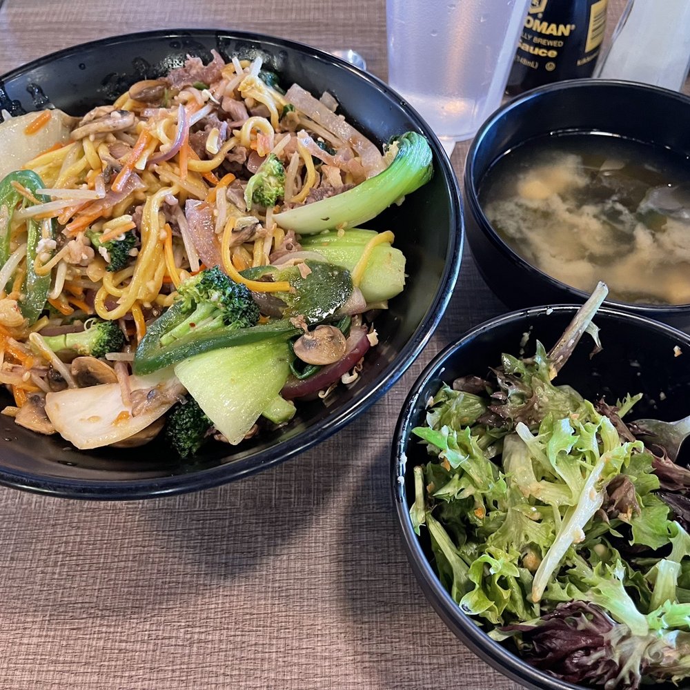 Sizzle Mongolian Grill - Large bowl salad with ginger dressing and miso soup - Chinese Near Me - Chandler, Arizona Sizzle Mongolian Grill - Large bowl salad with ginger dressing and miso soup - Chinese Near Me - Chandler, Arizona