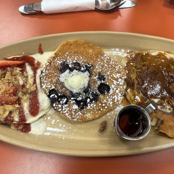 Snooze, an A.M. Eatery - The sweet Gluten Free strawberry short cake, blueberry and cinnamon roll option (contains tree nuts). - Breakfast & Brunch Near Me - Las Vegas, Nevada