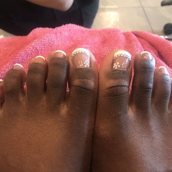iNails & Spa - French tip gel with design and rhinestones! - Nail Salons Near Me - Hickory Creek, Texas iNails & Spa - French tip gel with design and rhinestones! - Nail Salons Near Me - Hickory Creek, Texas