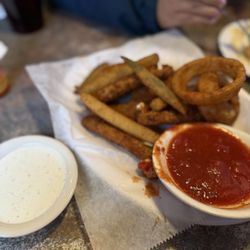 Thelma's Family Restaurant & Bakery - Appetizer Sampler (including onion rings, Beer Battered Zucchini and Deep Fried Mozzarella Sticks)