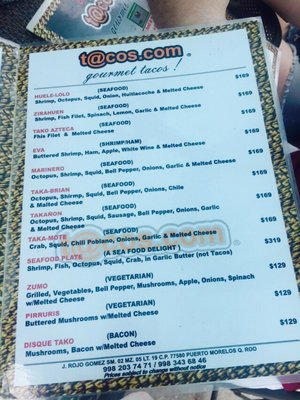 Menu photo 5 T@cos.com Puerto Morelos, ROO