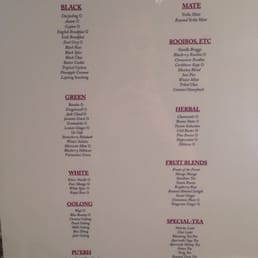 Here is the tea menu with over 60 varieties.