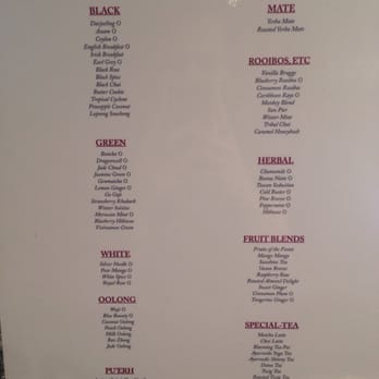 Trend Tea - Here is the tea menu with over 60 varieties. - Tea Rooms Near Me - Boca Raton, Florida