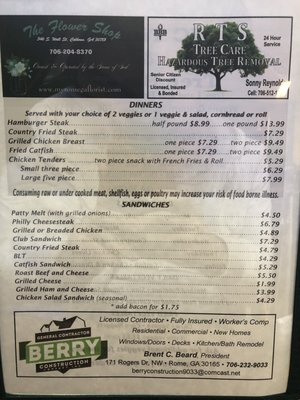 Menu photo 1 Shannon Diner Rome, GA