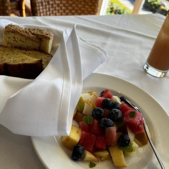 Las Brisas - Brunch comes with a delicious pastry/bread basket and fresh fruit. - Mexican Near Me - Laguna Beach, California