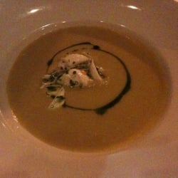 Summer squash soup with crab