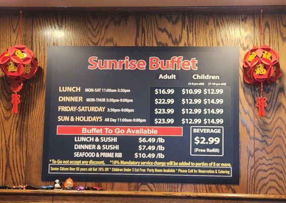 Menu photo 2 Sunrise Buffet San Diego, CA Menu photo 2 Sunrise Buffet San Diego, CA