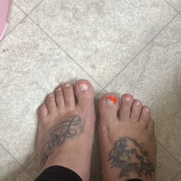 2 days after pedicure with the $20 extra charge for gel polish. What a rip off. Also see that cut it was done by the nail technician.