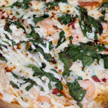 BurnBox Pizza - Crab catcher with shrimp, spinach, and chili flakes. The seafood sauce is too salty. - Pizza Near Me - Kettering, Maryland