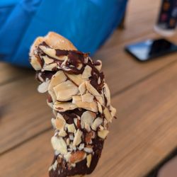 Truepenny Pitstop - Delicious chocolate dipped banana with slivered almonds (really appreciated the fact that it was a vegan option for us)