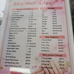 West Nail Salon & Spa - Services and Pricing - 7/13/22