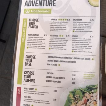 Goatocado - Menu - New American Near Me - Richmond, Virginia