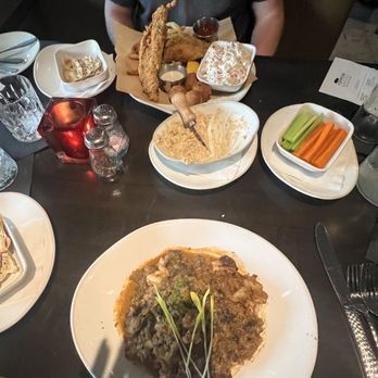 Cypress Social - Redfish (front), catfish (back) and smoked fish dip with homemade everything crackers and veggies - Seafood Near Me - North Little Rock, Arkansas