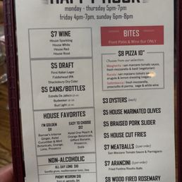 April 2025 Happy Hour Menu.