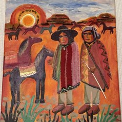 La Paloma Fine Art - This mixed media piece by the gallery owner, Chuck Davison, went home with us. Perfect colors for our home!