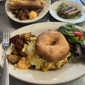 Cafe Bonjour - Signature Scramble sandwich with a gluten free bagel. - Breakfast & Brunch Near Me - Boston, Massachusetts