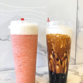 Teazo - L: Very Berry Cheezo $5.50 R: brown sugar boba latte $5.00 - Bubble Tea Near Me - San Francisco, California Teazo - L: Very Berry Cheezo $5.50 R: brown sugar boba latte $5.00 - Bubble Tea Near Me - San Francisco, California