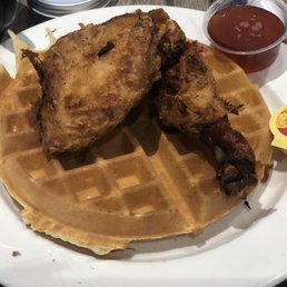 Chicken and waffles, w/ "spicy" syrup. Syrup basically was mixed with franks hot. Tasted gross. Chicken and waffles, w/ "spicy" syrup. Syrup basically was mixed with franks hot. Tasted gross.
