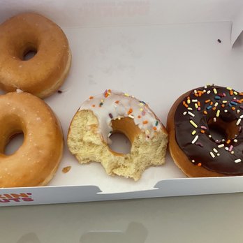 Dunkin' - 2 glazed donuts, half eaten vanilla frosted & chocolate frosted. The glazed donuts are extremely dry, the other 2 were thrown in the trash. - Donuts Near Me - Suisun City, California Dunkin' - 2 glazed donuts, half eaten vanilla frosted & chocolate frosted. The glazed donuts are extremely dry, the other 2 were thrown in the trash. - Donuts Near Me - Suisun City, California