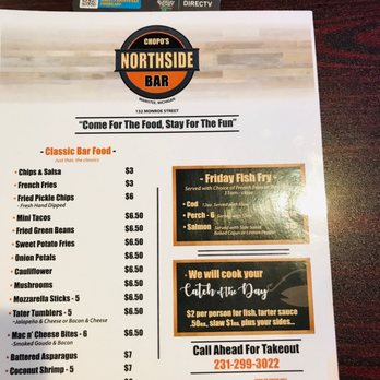 Chopos Northside Bar - Menu - Bars Near Me - Manistee, Michigan