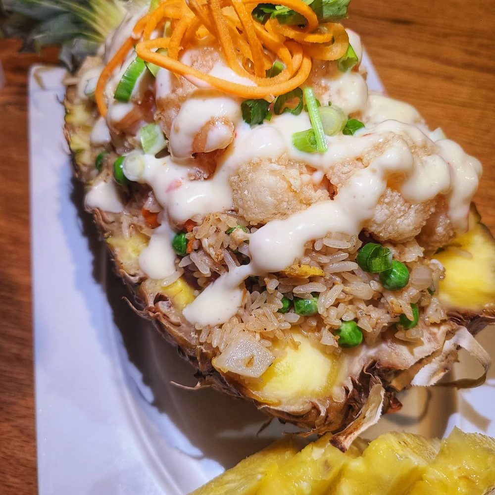Blu Basil Wine & Grill - Pineapple Shrimp Fried Rice - Vietnamese Near Me - Lafayette, Louisiana Blu Basil Wine & Grill - Pineapple Shrimp Fried Rice - Vietnamese Near Me - Lafayette, Louisiana