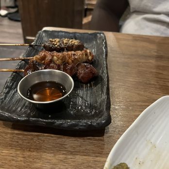 Zakkushi On Carlton - Trio of chicken, liver, beef, and more chicken - Japanese Near Me - Toronto, Ontario Zakkushi On Carlton - Trio of chicken, liver, beef, and more chicken - Japanese Near Me - Toronto, Ontario