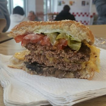Five Guys - Cross section of cheeseburger,  so good! - Burgers Near Me - Fort Worth, Texas