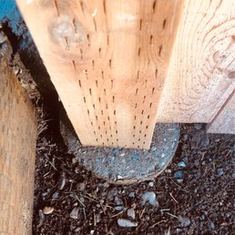 Concrete poured within a tube to ensure cleanliness and to keep dirt off the post.