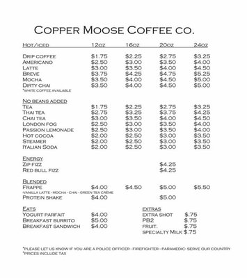 Menu photo 2 Copper Moose Coffee Ponderay, ID