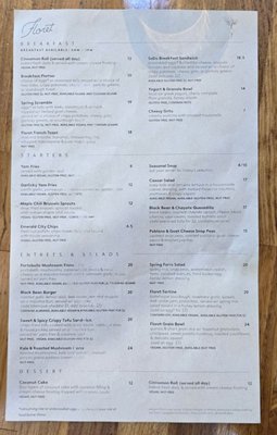 Menu photo 8 Floret Seattle, WA