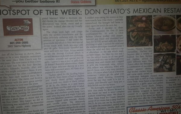 Menu photo 5 Don Chato Acton, CA