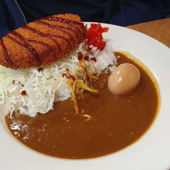 Curry Hyuga - Potato croquette curry plate with an added egg. - Japanese Curry Near Me - Cupertino, California Curry Hyuga - Potato croquette curry plate with an added egg. - Japanese Curry Near Me - Cupertino, California