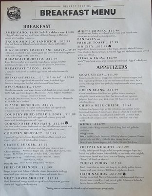 Menu photo 1 Belfast Station Sussex, WI Menu photo 1 Belfast Station Sussex, WI