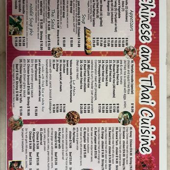 Chinese Thai Cuisine - Menu side 1 - Chinese Near Me - Payson, Arizona