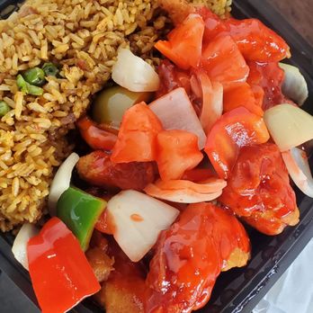 The Wok - Sweet and sour chicken with pork fried rice. - Chinese Near Me - Sacramento, California The Wok - Sweet and sour chicken with pork fried rice. - Chinese Near Me - Sacramento, California
