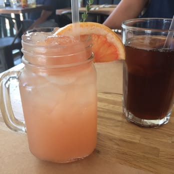 The Corner - Grapefruit thyme soda ($4) (wish it tasted more like thyme) and iced coffee ($3.75) (nothing special as coffee goes) - Cafes Near Me - Montclair, New Jersey The Corner - Grapefruit thyme soda ($4) (wish it tasted more like thyme) and iced coffee ($3.75) (nothing special as coffee goes) - Cafes Near Me - Montclair, New Jersey