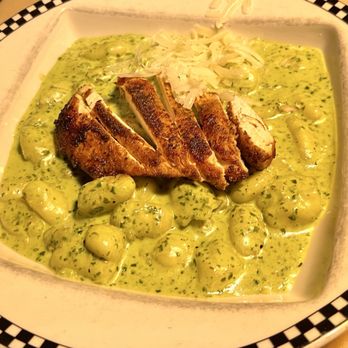 The Social - "Gnocchi" with a chicken breast and pesto sauce. It was delicious. No leftovers. - Salad Near Me - Valencia, California The Social - "Gnocchi" with a chicken breast and pesto sauce. It was delicious. No leftovers. - Salad Near Me - Valencia, California